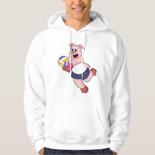 Schwein beim Volleyball-Sport Hoodie