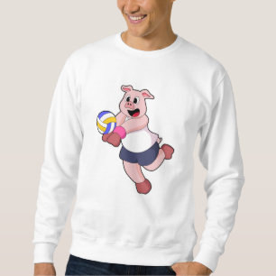 Schwein beim Volleyball-Sport Sweatshirt
