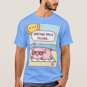 Schwein bekommt Sonnenbrand am Strand Etwas riecht T-Shirt