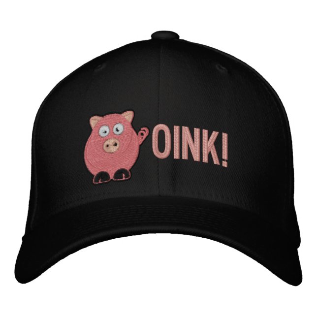 Schwein bestickt Oink Cap Bestickte Baseballkappe (Vorderseite)