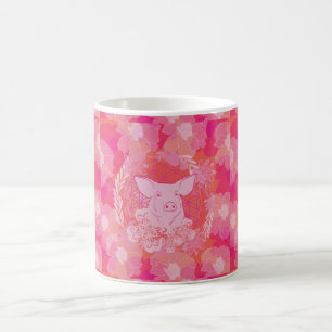 Schwein,Blume des Lebens, blau, Mandala,Zen,Chakra Kaffeetasse