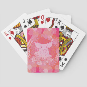 Schwein,Blume des Lebens, blau, Mandala,Zen,Chakra Spielkarten