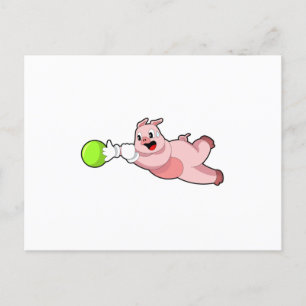 Schwein Bowling Bowlingkugel Postkarte