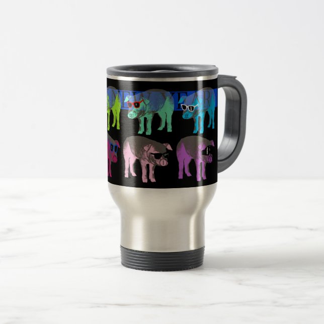 Schwein Chinesisches Neujahr 2019 Pop Travel Mug Reisebecher (VorderseiteRechts)