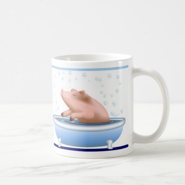 Schwein, das Bad nimmt Tasse (Rechts)