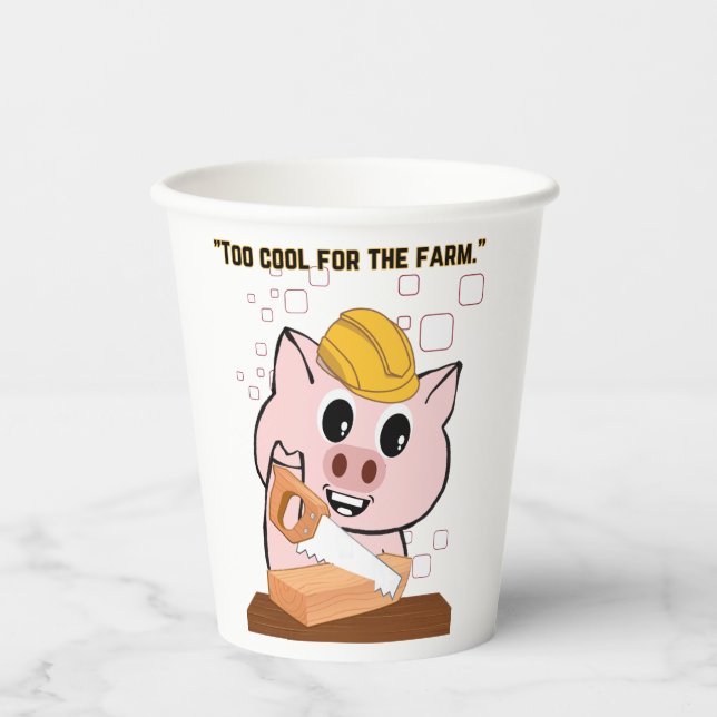 Schwein der Tischlerquote Pappbecher (Vorderseite)