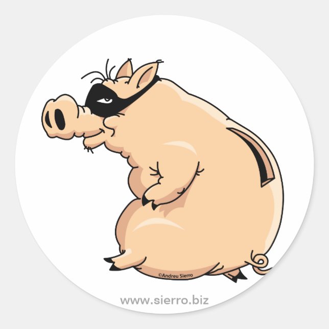 Schwein Dieb Runder Aufkleber (Vorderseite)