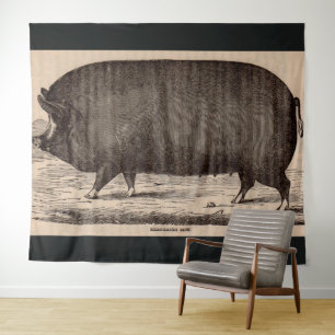 Schwein Druck Berkshire Sauen Nr. 2 aus dem 19. Ja Wandteppich