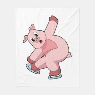 Schwein Eislaufen Schlittschuhe Fleecedecke