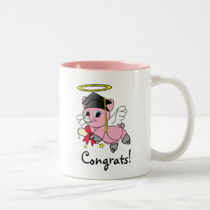 Schwein-Engels-Abschluss-Glückwünsche Zweifarbige Tasse