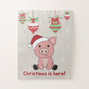 Schwein Frohe Weihnachtstiere Schweine Jigsaw Puzz Puzzle
