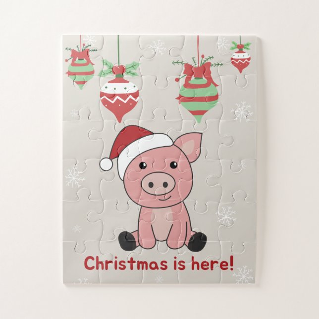 Schwein Frohe Weihnachtstiere Schweine Jigsaw Puzz Puzzle (Vertikal)