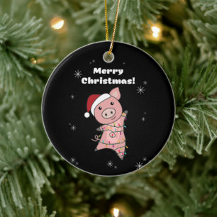 Schwein Frohe Weihnachtstiere Schweine Kleidergesi Keramik Ornament