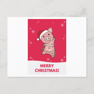 Schwein Frohe Weihnachtstiere Schweine Postkarte