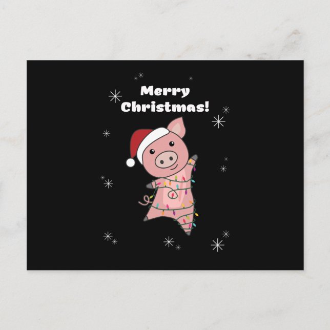 Schwein Frohe Weihnachtstiere Schweine Postkarte (Vorderseite)