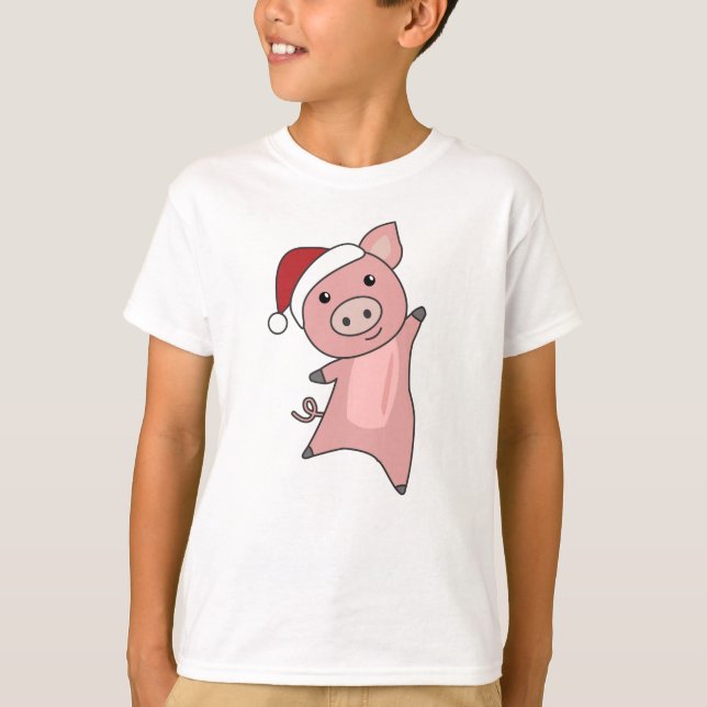 Schwein Frohe Weihnachtstiere Schweine T-Shirt (Vorderseite)