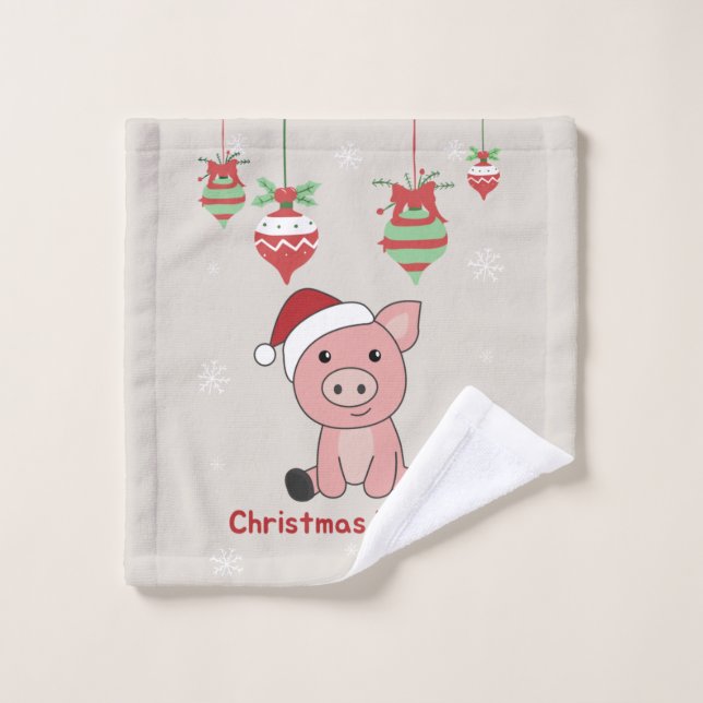 Schwein Frohe Weihnachtstiere Schweine Waschtuch Waschlappen (Waschlappen)