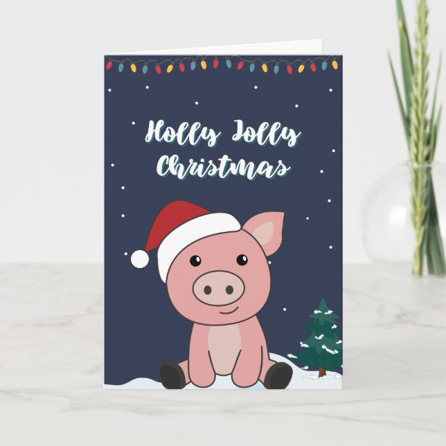 Schwein Frohe Weihnachtstiere Schweine Weihnachtsk Feiertagskarte (Vorderseite)
