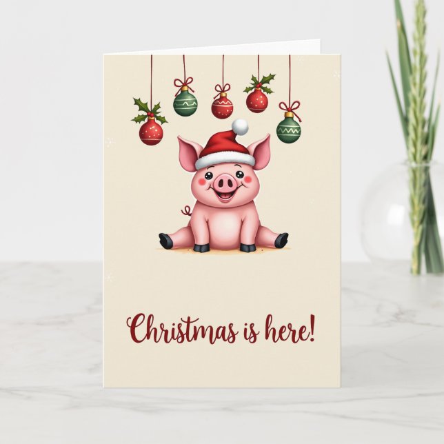 Schwein Frohe Weihnachtstiere Schweine Weihnachtsk Karte (Vorderseite)