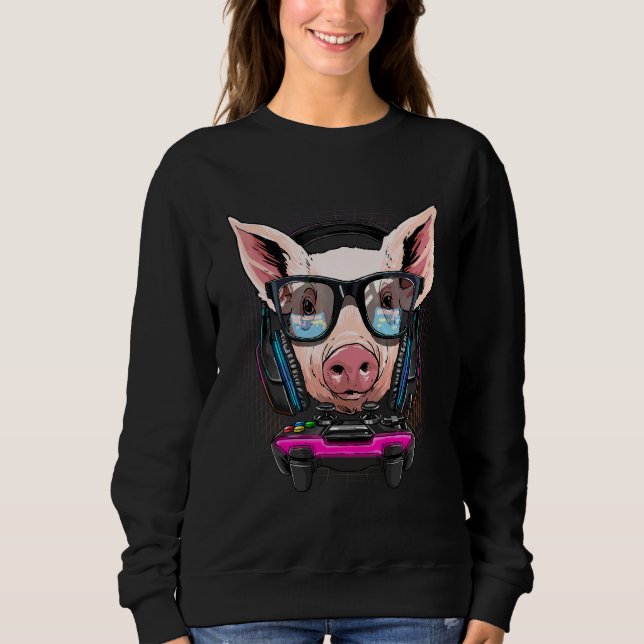 Schwein Gamer PC Computer Videospiel Streaming Gam Sweatshirt (Vorderseite)