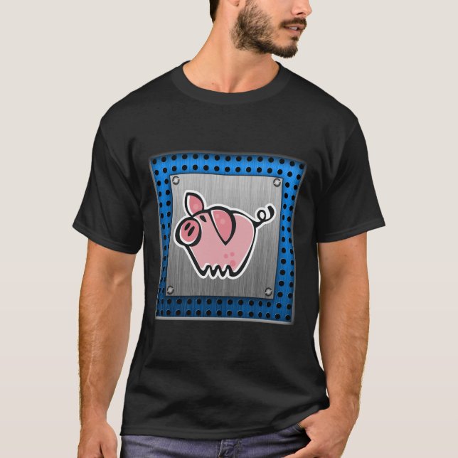 Schwein; Gebürsteter Metallblick T-Shirt (Vorderseite)