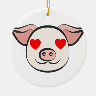 Schwein-Herz Emoji Keramik Ornament