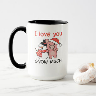 Schwein I Liebe Sie Schnee viel Schneemann Pub Tasse