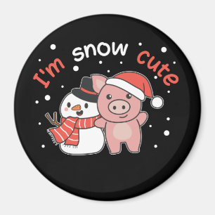 Schwein ich bin Schnee Niedlich Snowman Snow Pun M Magnet