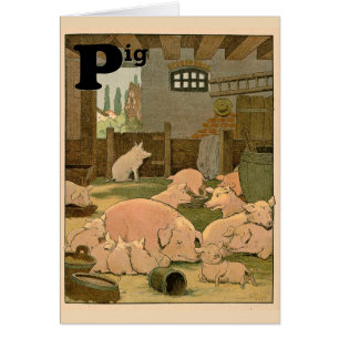 Schwein Illustrierter Alphabet Letter Note Card