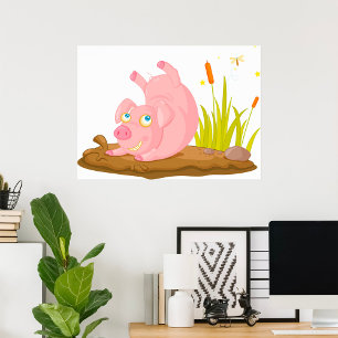 Schwein im Schlamm Poster