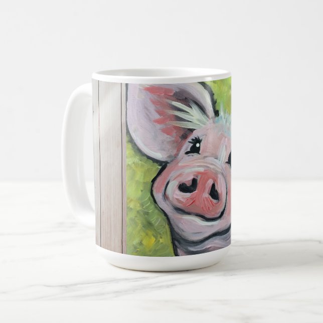 Schwein in der Scheunen-Tasse Kaffeetasse (Vorderseite Links)