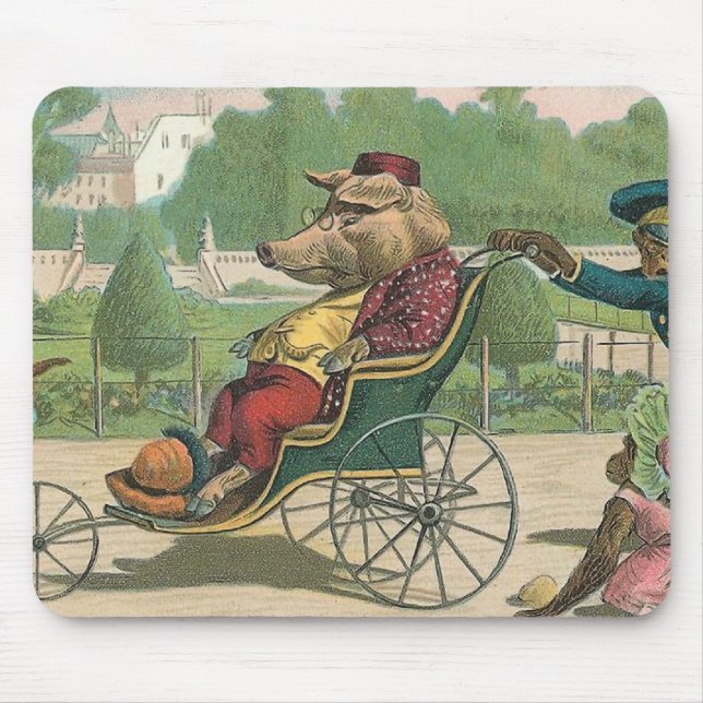 "Schwein in einem Rollstuhl" Vintag Mousepad (Vorne)