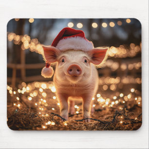 Schwein in einem Weihnachtsmannhut Mousepad