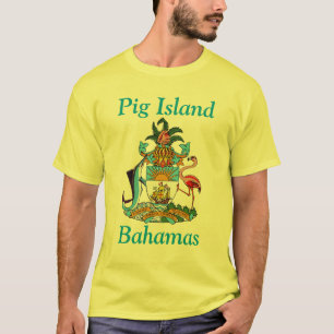 Schwein-Insel, Bahamas mit Wappen T-Shirt