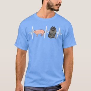 Schwein Keeshond Herzschlag Hundeliebhaber T-Shirt