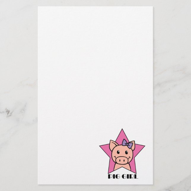 Schwein-Mädchen Briefpapier (Vorderseite)