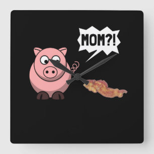 Schwein-Mama Quadratische Wanduhr