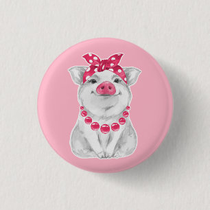 Schwein mit Bandana Button