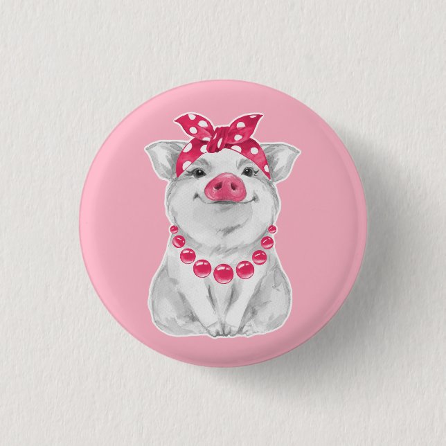 Schwein mit Bandana Button (Vorderseite)