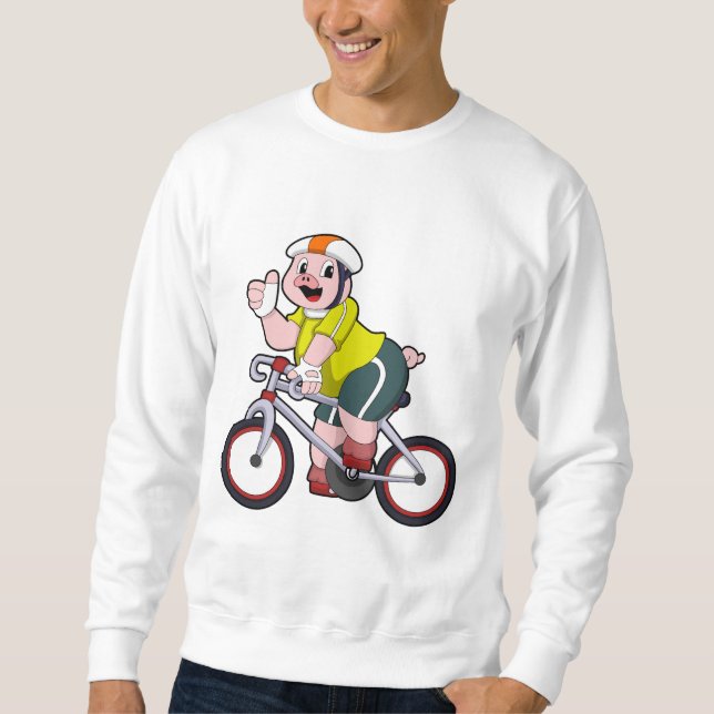 Schwein mit Fahrrad und Helm Sweatshirt (Vorderseite)