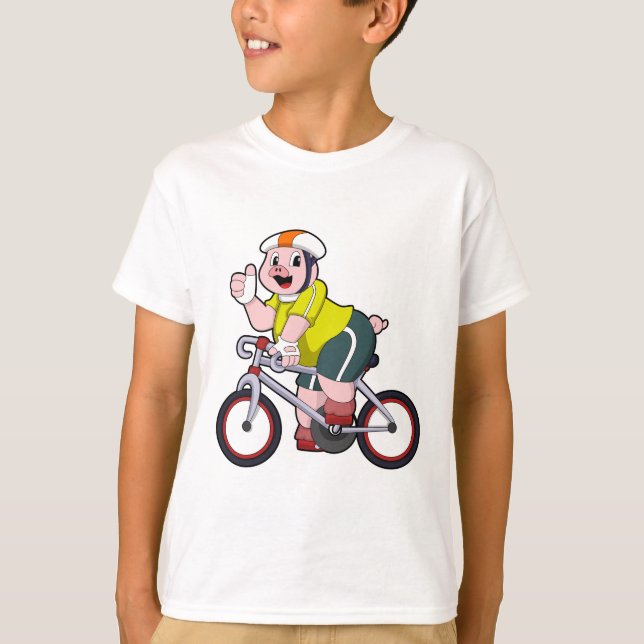 Schwein mit Fahrrad und Helm T-Shirt (Vorderseite)