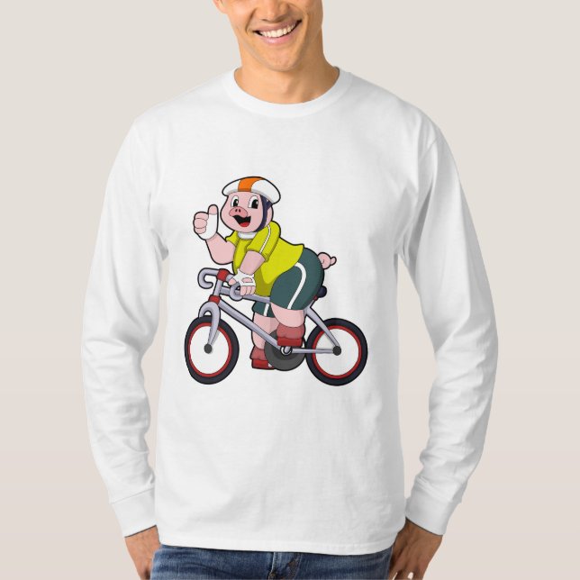 Schwein mit Fahrrad und Helm T-Shirt (Vorderseite)