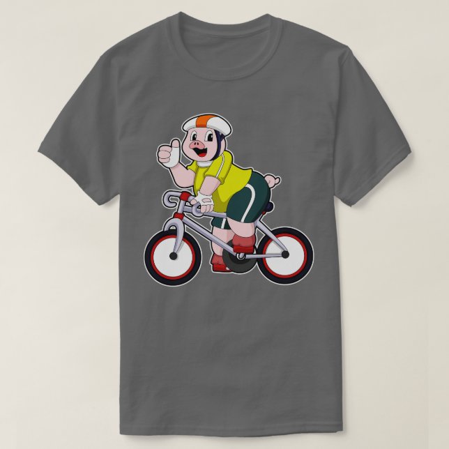 Schwein mit Fahrradhelm T-Shirt (Design vorne)