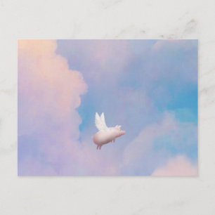 Schwein mit Flügelpfropf Postkarte