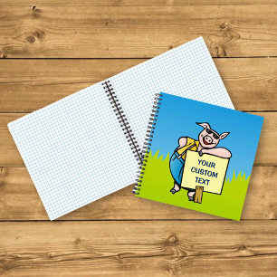 Schwein mit Schild Notizbuch