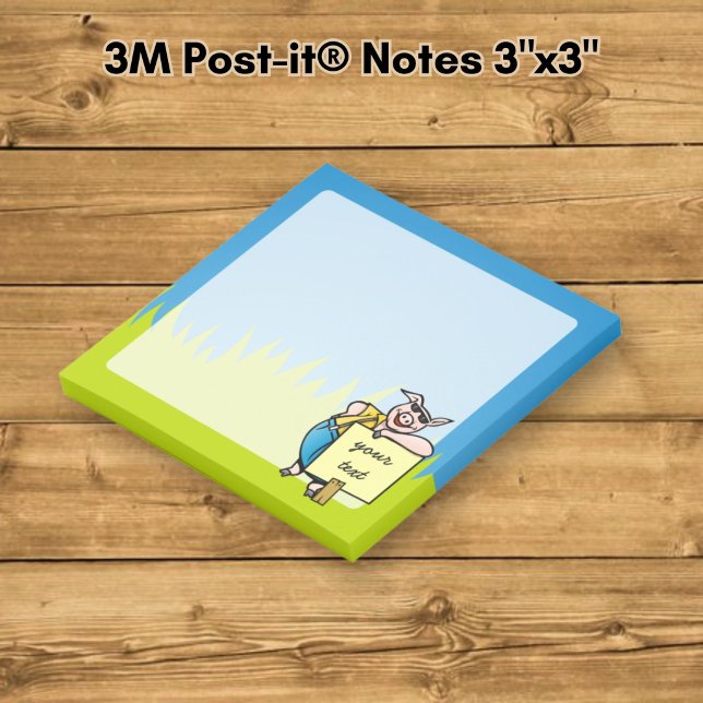 Schwein mit Schild Post-it Klebezettel (Von Creator hochgeladen)
