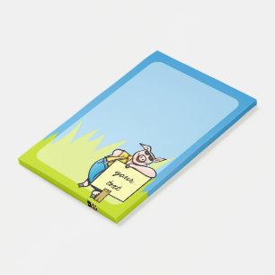 Schwein mit Zeichen Post-it Klebezettel