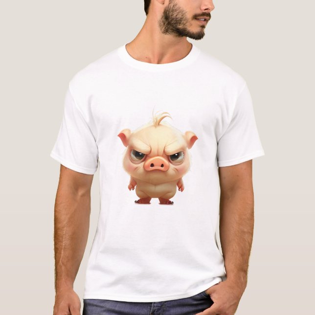 Schwein Niedlich Adorable Humour Illustration T-Shirt (Vorderseite)