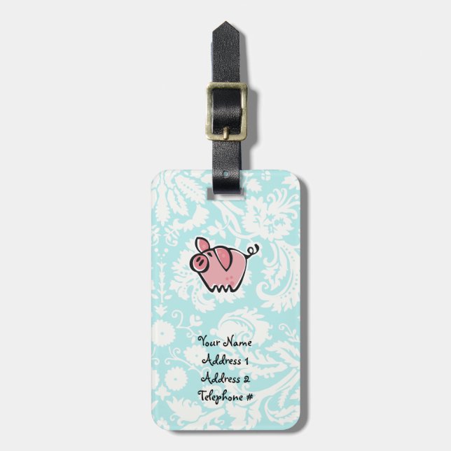 Schwein, Niedlich Gepäckanhänger (Vorderseite vertikal)