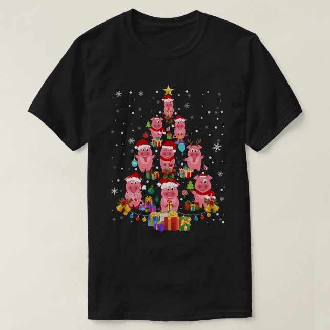 Schwein Ornament Dekoration Weihnachtsbaum Merry P T-Shirt (Design vorne)